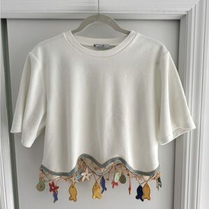 My beachy side Terry white crop top